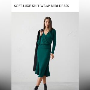 Banana Republic Green Soft Luxe Knit Wrap Midi Dress
